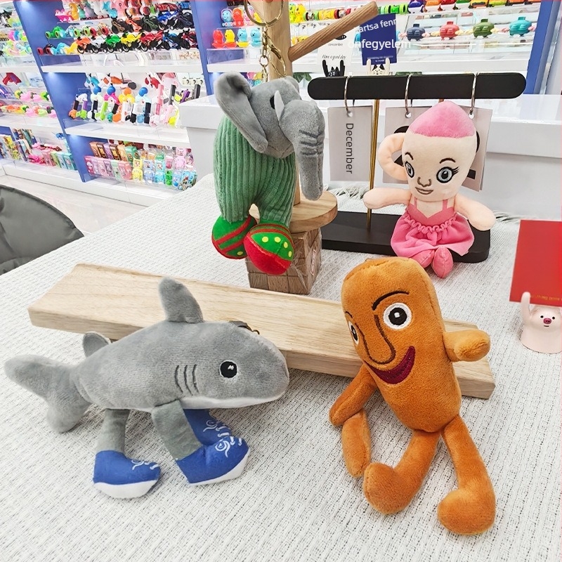 Púpos kulcstartó: cápa-baba és banánmajom plüss játék, PP pamut töltet, rendkívül puha rövid plüss, termékkód HN00066, testreszabás minta alapján, uniszex, 7–14 éves