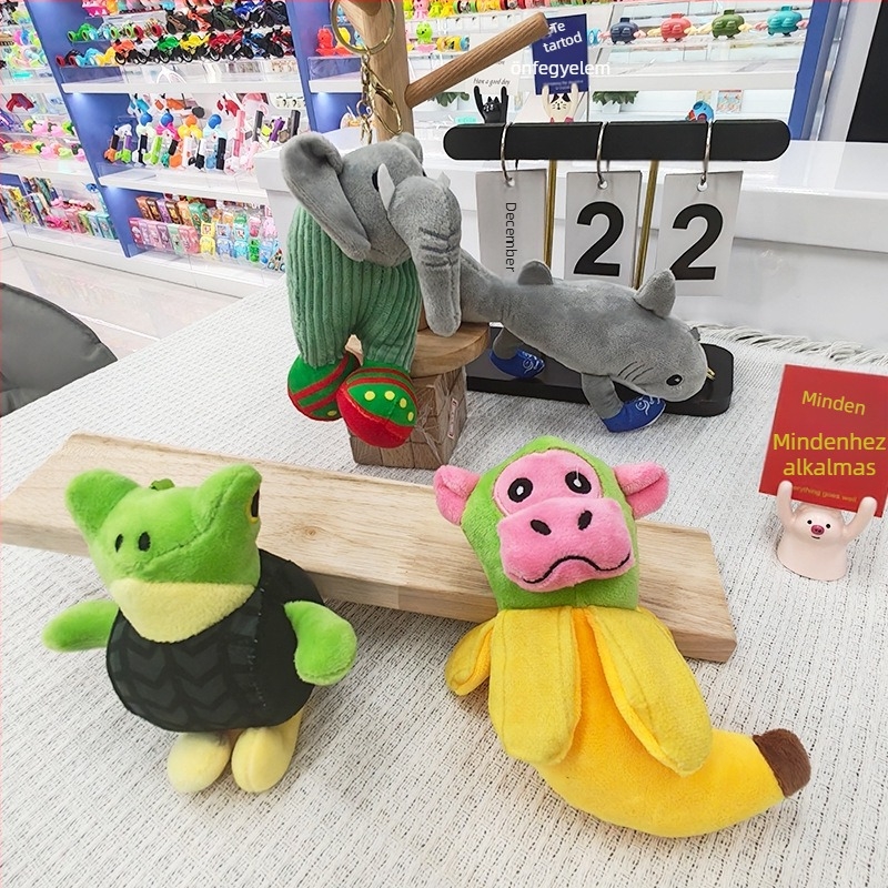 Púpos kulcstartó: cápa-baba és banánmajom plüss játék, PP pamut töltet, rendkívül puha rövid plüss, termékkód HN00066, testreszabás minta alapján, uniszex, 7–14 éves