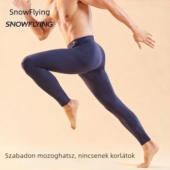 Férfi fleece-béléssel ellátott termikus nadrág, magas derekú, kétszeres réteg, vast poliészter anyag 251-300 g/m² a melegen tartásért