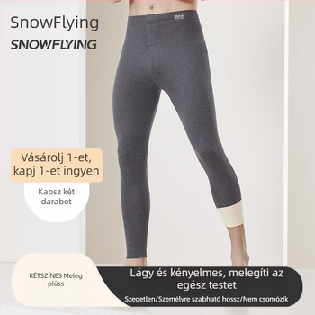 Férfi fleece-béléssel ellátott termikus nadrág, magas derekú, kétszeres réteg, vast poliészter anyag 251-300 g/m² a melegen tartásért