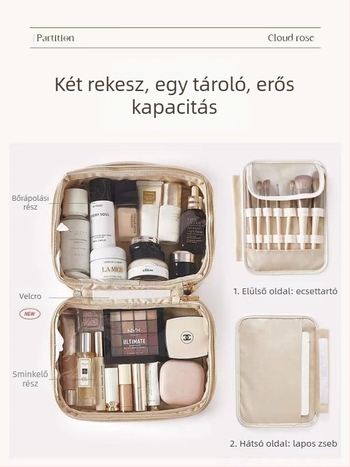 Utazási kozmetikai táska – vízálló, ultra könnyű, bővíthető, nagy kapacitású, PU anyag