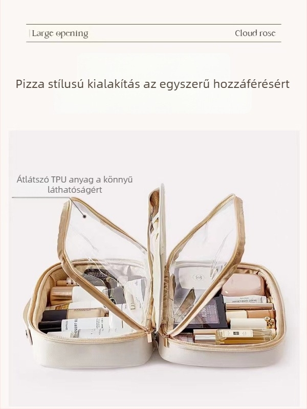 Utazási kozmetikai táska – vízálló, ultra könnyű, bővíthető, nagy kapacitású, PU anyag
