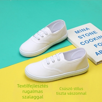 Gyerekek beltéri vászoncipő – alacsony felső rész, textil talpbetét, gumírozott talp.