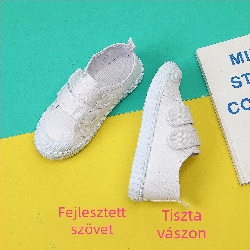 Gyerekek beltéri vászoncipő – alacsony felső rész, textil talpbetét, gumírozott talp.