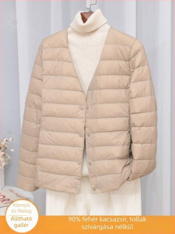 Női pehelydzseki slim-fit kivitelben, anyag: nylon, töltet: fehér kacsa pehely, pehelytartalom 50%, gallér: wood-ear edge