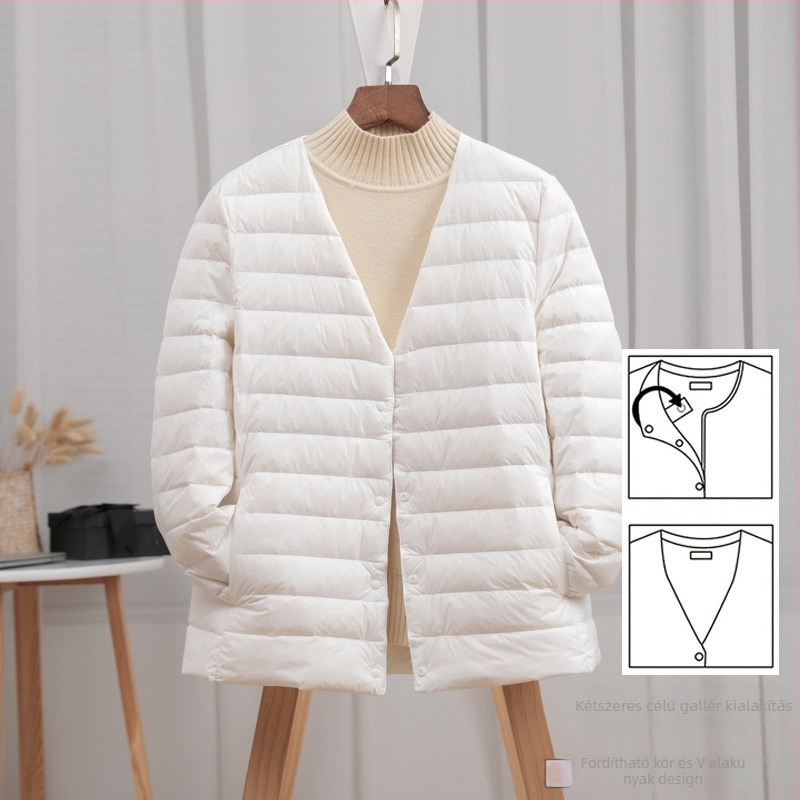 Női pehelydzseki slim-fit kivitelben, anyag: nylon, töltet: fehér kacsa pehely, pehelytartalom 50%, gallér: wood-ear edge