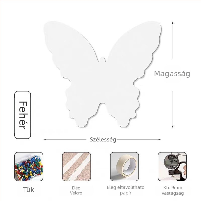 3D pillangó filc falpanel bejárathoz — dekoratív falidísz fotófal és TV-háttérhez (Anyag: poliészter rost; Funkciók: nedvességálló, molyok elleni, szennyeződés elleni, penészálló)