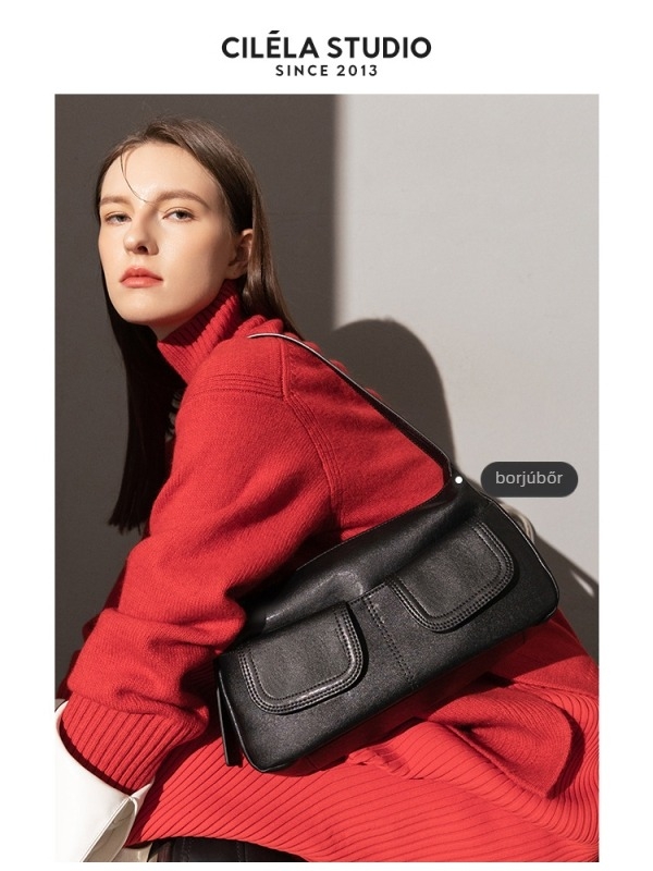 Hobo alkar-táska - valódi bőr, másodlagos marhabőr, alkar-stílus, vízszintes négyzet alak, háromdimenziós külső