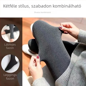 Női fleece-betétes harisnyanadrág, magas derekú, 3/4 hosszú, karcsúsító szabás, plusz méret, őszi-téli.