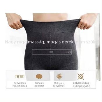 Női fleece-betétes harisnyanadrág, magas derekú, 3/4 hosszú, karcsúsító szabás, plusz méret, őszi-téli.