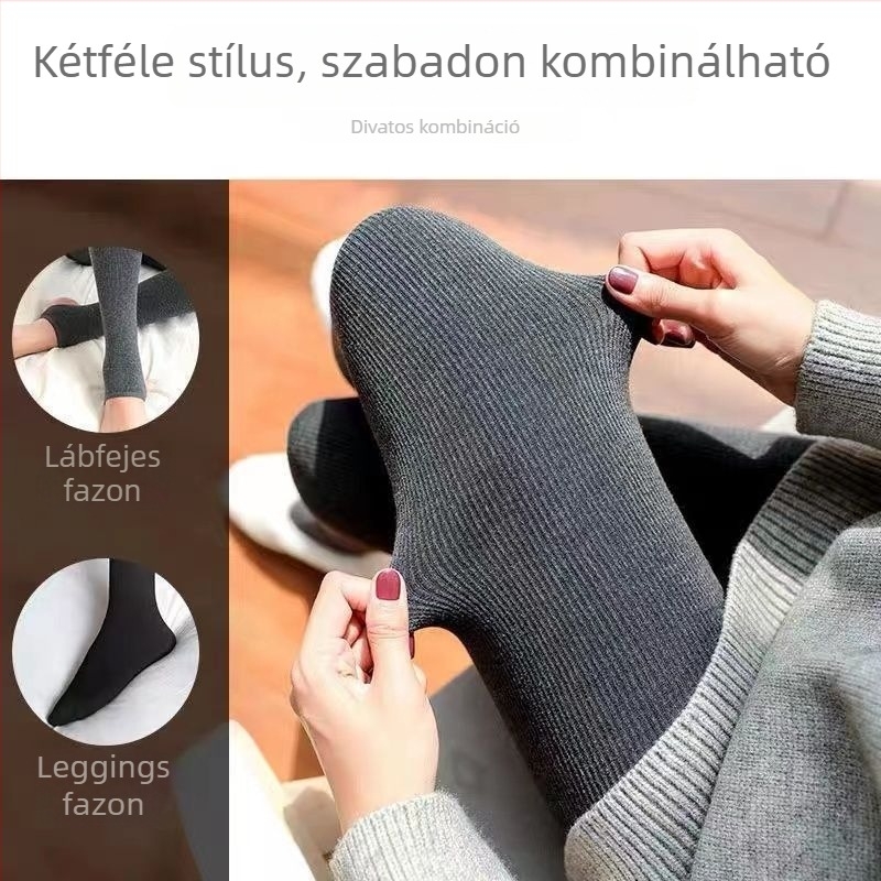 Női fleece-betétes harisnyanadrág, magas derekú, 3/4 hosszú, karcsúsító szabás, plusz méret, őszi-téli.