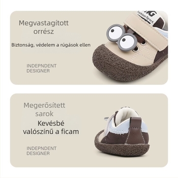 Vászon felső részű baba cipő, puha talppal, csúszásmentes, Velcro pánttal, tavasz–ősz, uniszex
