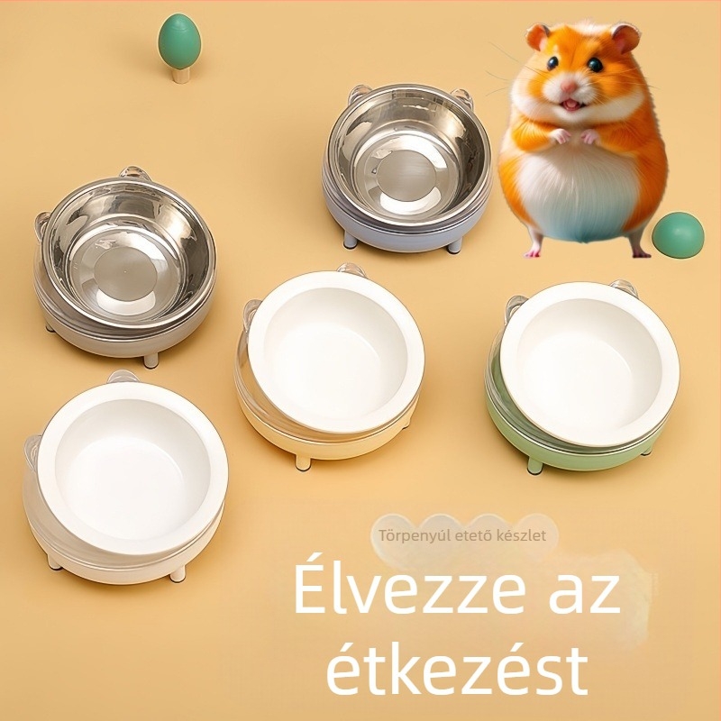 Kisállat etetőeszközök — kerámia etetőtál anti-kiöntés Hörcsögöknek és rozsdamentes etetőedények kisállatok számára
