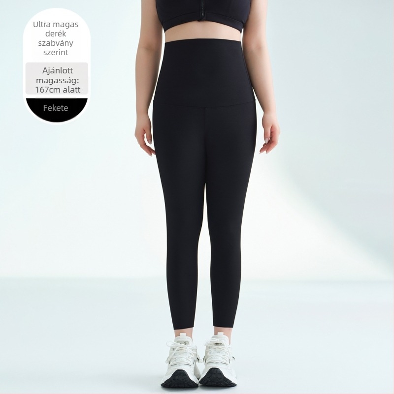 Magas derekú hasformázó leggings, hosszú őszi jóga nadrágok, nylon-spandex keverék, 80–90% nylon, magas rugalmasság, szoros fazon