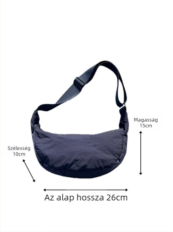 Gombóc alakú válltáska, oxford anyagból, cipzár, nylon bélés, egy pánt