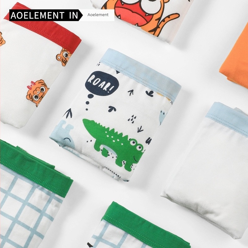 Fiúknak szánt pamut boxeralsó – rajzfilm mintával, puha nyári alsónemű, 95% pamut, 3–8 éveseknek