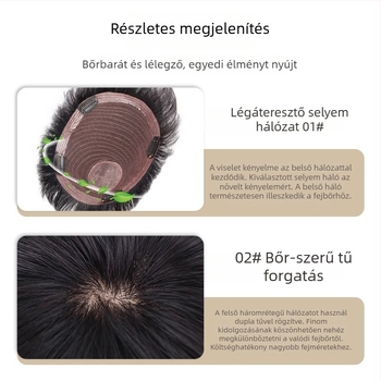 Férfi paróka – valódi hajból, varrat nélküli, természetes megjelenés, topper pótlás, nyáron légáteresztő, festhető vagy göndöríthető.