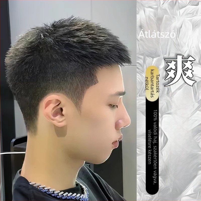 Férfi paróka – valódi hajból, varrat nélküli, természetes megjelenés, topper pótlás, nyáron légáteresztő, festhető vagy göndöríthető.