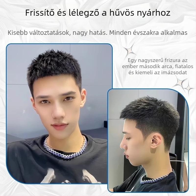 Férfi paróka – valódi hajból, varrat nélküli, természetes megjelenés, topper pótlás, nyáron légáteresztő, festhető vagy göndöríthető.