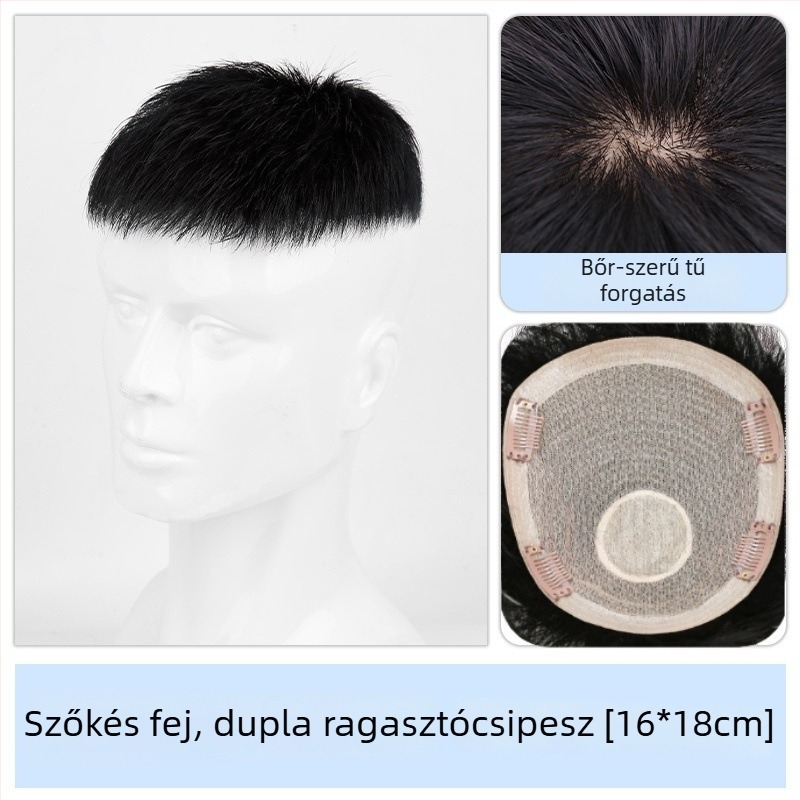 Férfi paróka – valódi hajból, varrat nélküli, természetes megjelenés, topper pótlás, nyáron légáteresztő, festhető vagy göndöríthető.