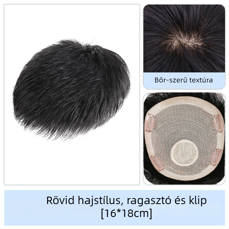 Férfi paróka – valódi hajból, varrat nélküli, természetes megjelenés, topper pótlás, nyáron légáteresztő, festhető vagy göndöríthető.