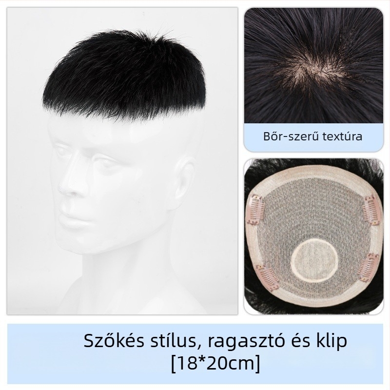 Férfi paróka – valódi hajból, varrat nélküli, természetes megjelenés, topper pótlás, nyáron légáteresztő, festhető vagy göndöríthető.