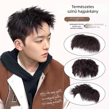 Férfi hajpatch – valódi emberi hajból, félig kézi szövés, festhető, Modell Hair Patch