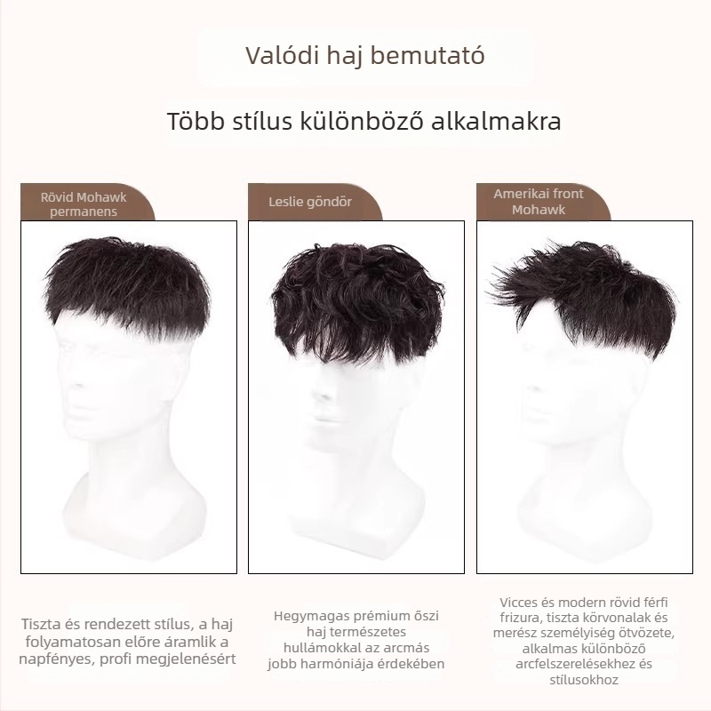 Férfi hajpatch – valódi emberi hajból, félig kézi szövés, festhető, Modell Hair Patch