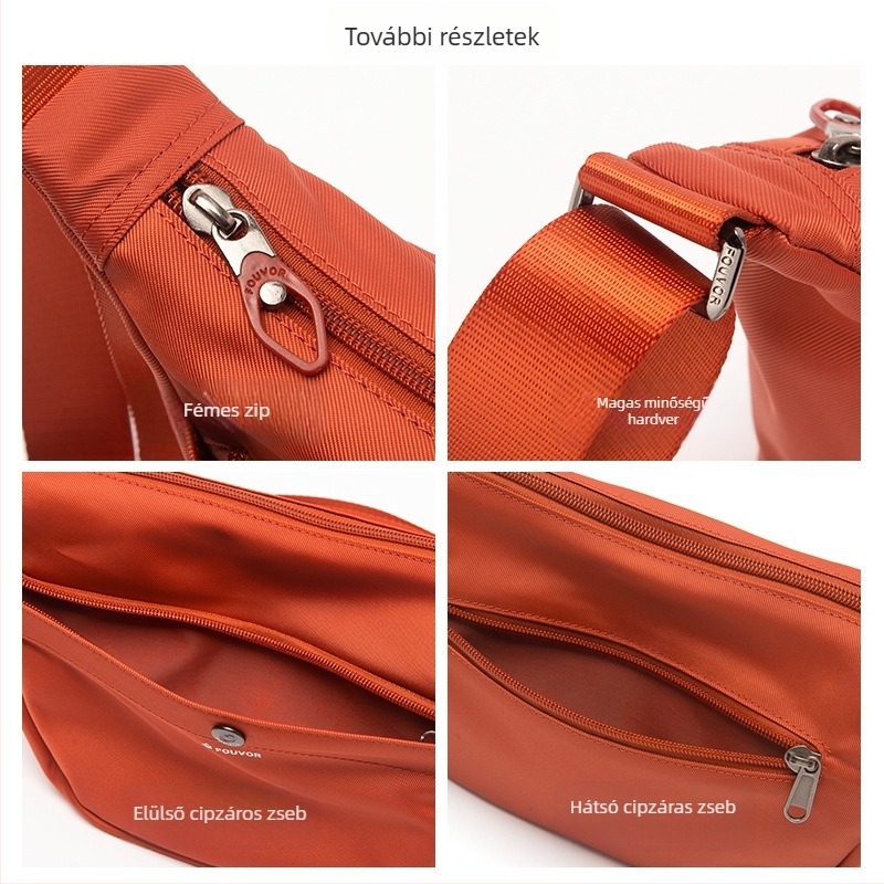 Női crossbody táska — városi egyszerűség, dumpling forma, cipzáras nyitás, Oxford anyag, poliészter bélés.