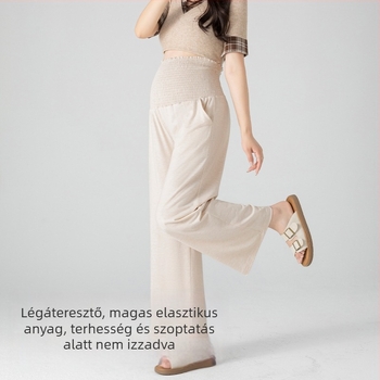 Kismama széles szárú nadrág - Hasat támogató, 95% viszkóz, közepes vastagság, magas rugalmasság