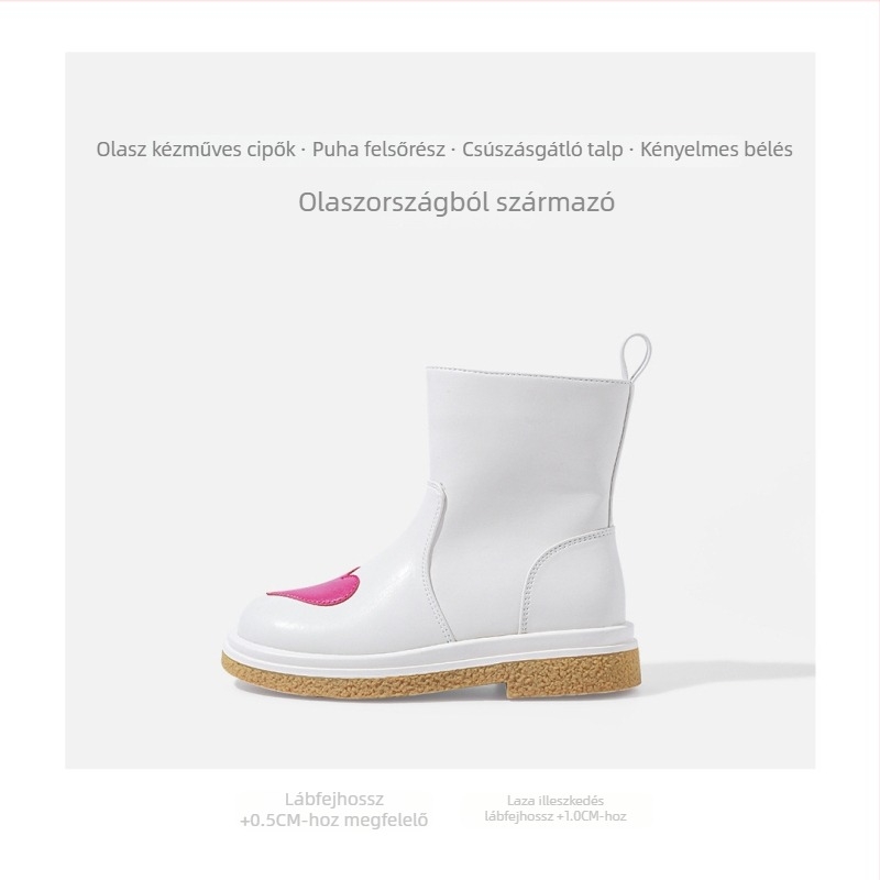 Lányok AB-stílusú Martin csizma, alacsony szárú, bőr és textil anyagú, meleg béléses, csúszásmentes talppal