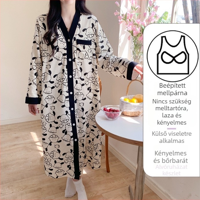 Szoptatós kismama ruha, midi A-vonal, V-nyakú, hosszú ujjú, 70–80% pamut, nyár 2024