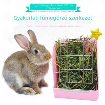 Nyulak, chinchillák és tengerimalók számára fű etető — külső, rugós, pazarlás elleni, legelés elleni