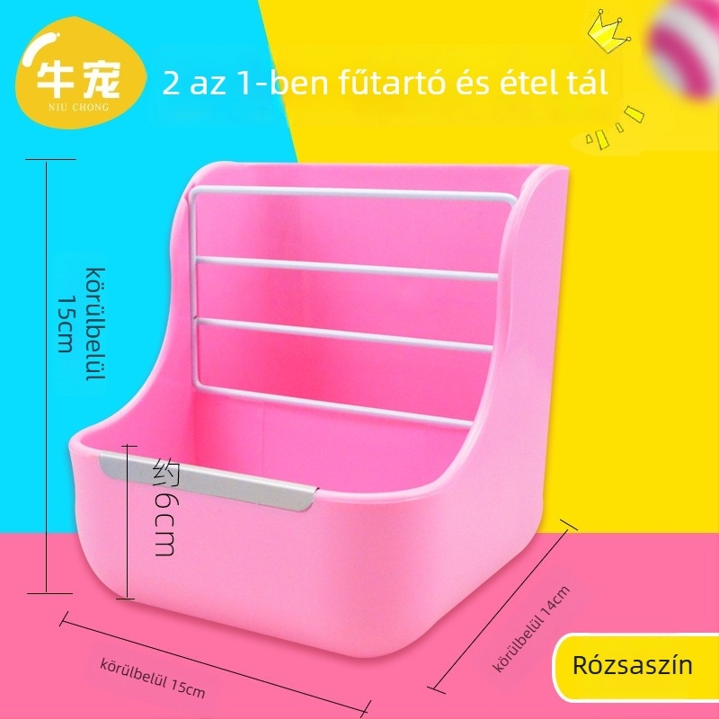 Nyulak, chinchillák és tengerimalók számára fű etető — külső, rugós, pazarlás elleni, legelés elleni