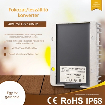 DC-DC buck-boost konverter bemenet 48V, kimenet 12V, max 30A, 350W, IP68, PWM kapcsolás
