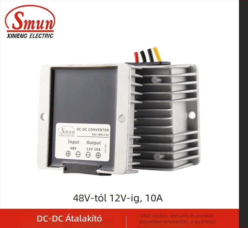 DC-DC buck-boost konverter bemenet 48V, kimenet 12V, max 30A, 350W, IP68, PWM kapcsolás