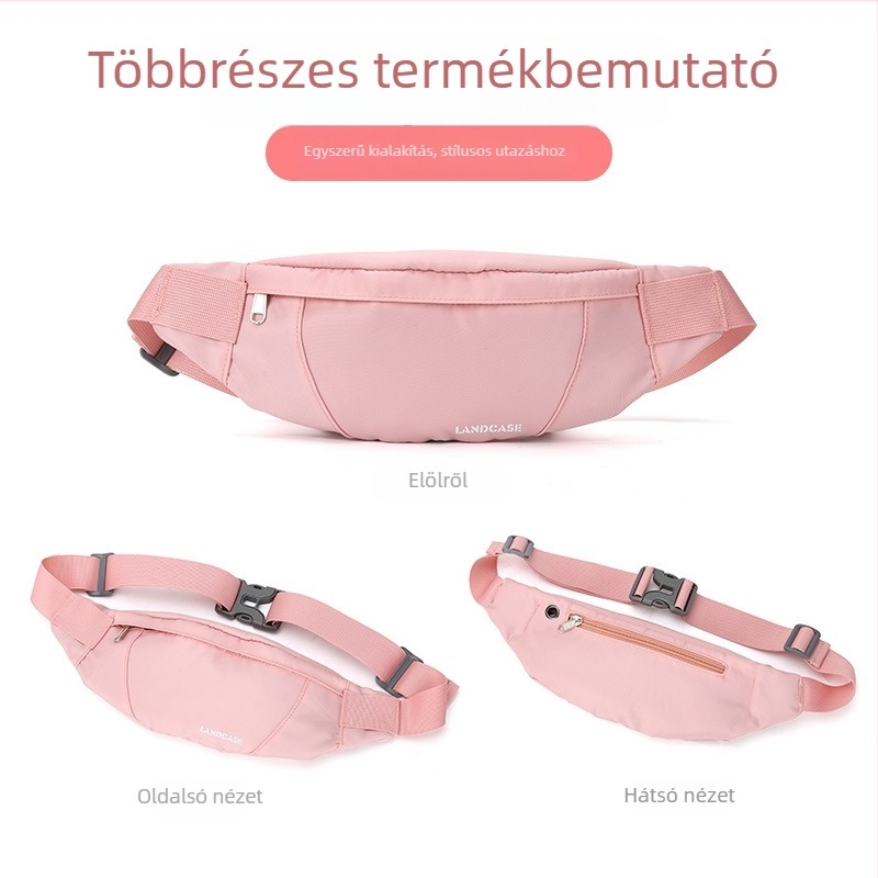 Deréktáska telefontáskával, nylonból, cipzár, belső patch zseb, könnyű kialakítás