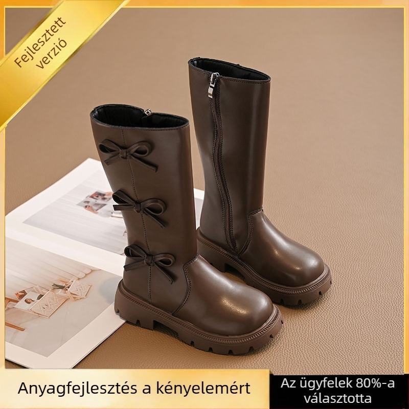 Lányok téli magas szárú csizmái, fleece béléssel, hercegnő-stílusban, 1–3 éveseknek