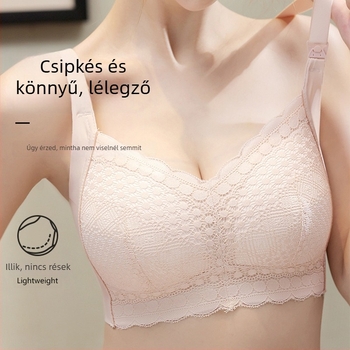 Csipkés szoptatós melltartó, hátul négy sor kapoccsal, formázatlan kosarakkal, nejlon anyagból