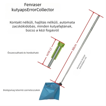 Összecsukható kutyapiszokszedő, automata működés, műanyag, zacskót tartalmaz