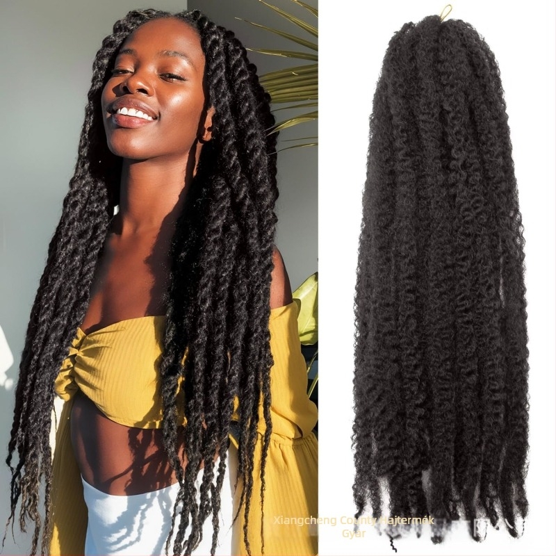 Afro kinky curly dreadlock paróka, ponytail stílusú, magas hőmérsékletű szálból készült
