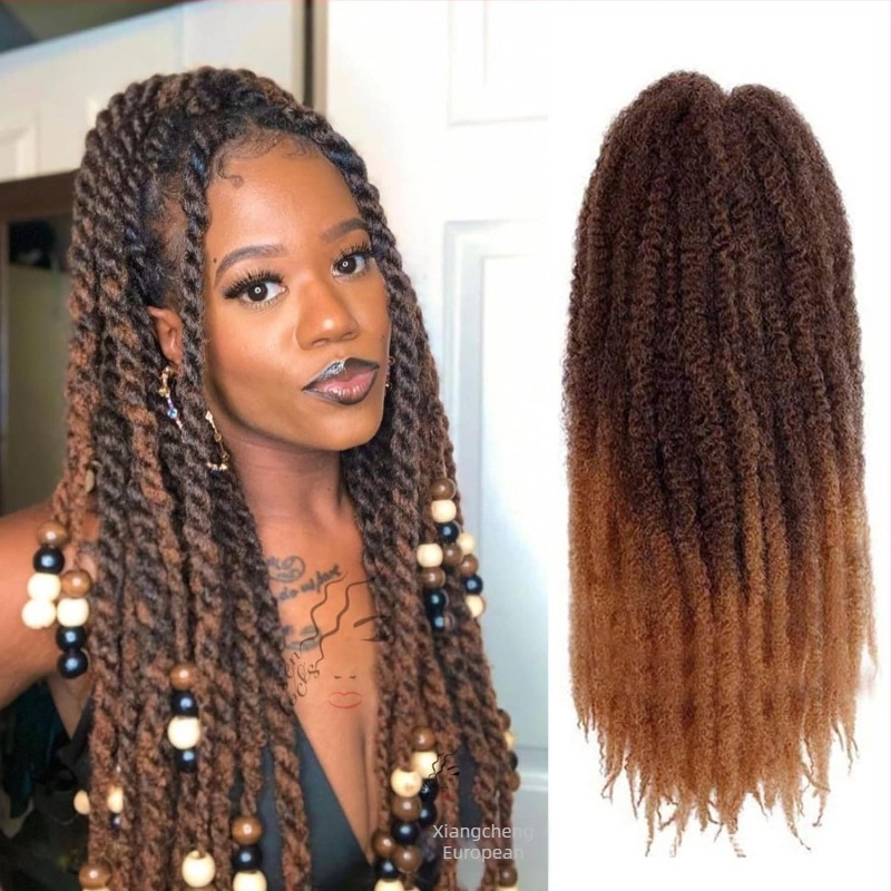 Afro kinky curly dreadlock paróka, ponytail stílusú, magas hőmérsékletű szálból készült