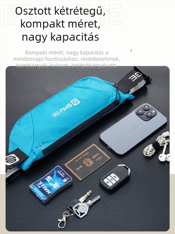 Nylonból készült sportöv, könnyű, légáteresztő, nagy kapacitású, telefontartó zsebbel, uniszex, kültéri futáshoz