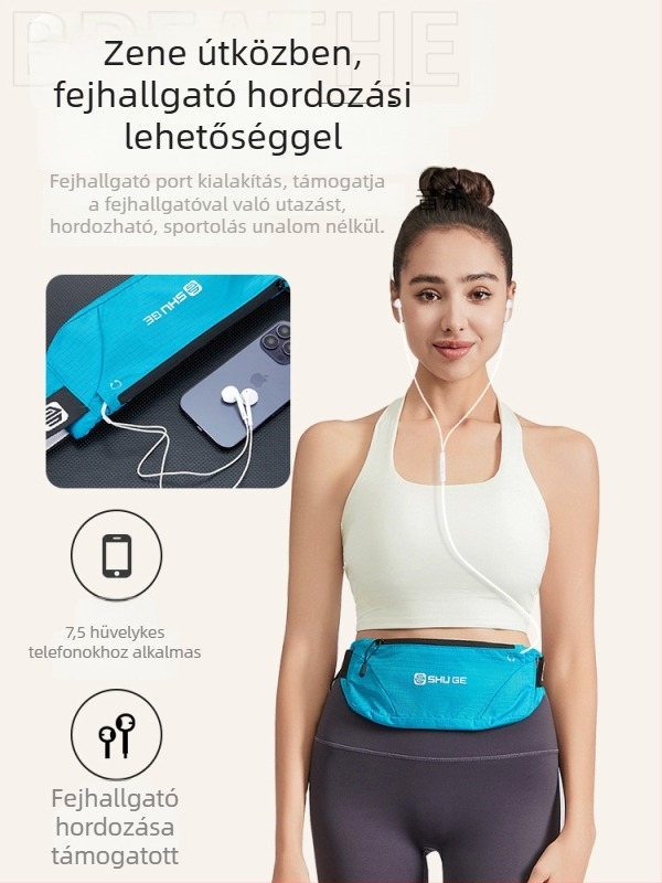 Nylonból készült sportöv, könnyű, légáteresztő, nagy kapacitású, telefontartó zsebbel, uniszex, kültéri futáshoz