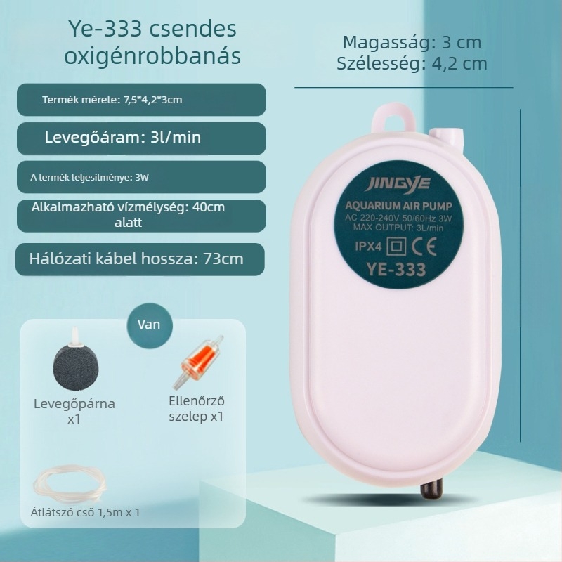 Jingye akvárium oxigénpumpa - dupla nyílású, energiatakarékos és csendes