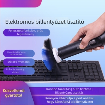Elektromos billentyűzet-kefe a billentyűzet közötti rések alapos tisztítására, YM003 modell, Yuming Electric márka; kompatibil notebookokkal és számítógépekkel; logónyomtatás elérhető.