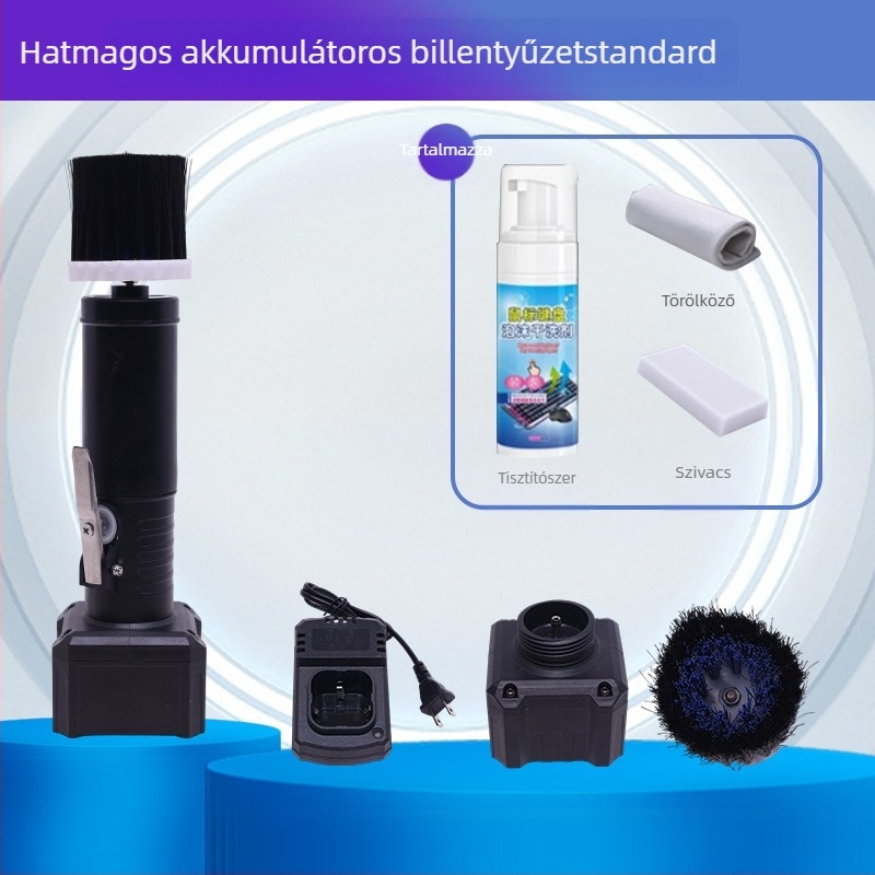 Elektromos billentyűzet-kefe a billentyűzet közötti rések alapos tisztítására, YM003 modell, Yuming Electric márka; kompatibil notebookokkal és számítógépekkel; logónyomtatás elérhető.