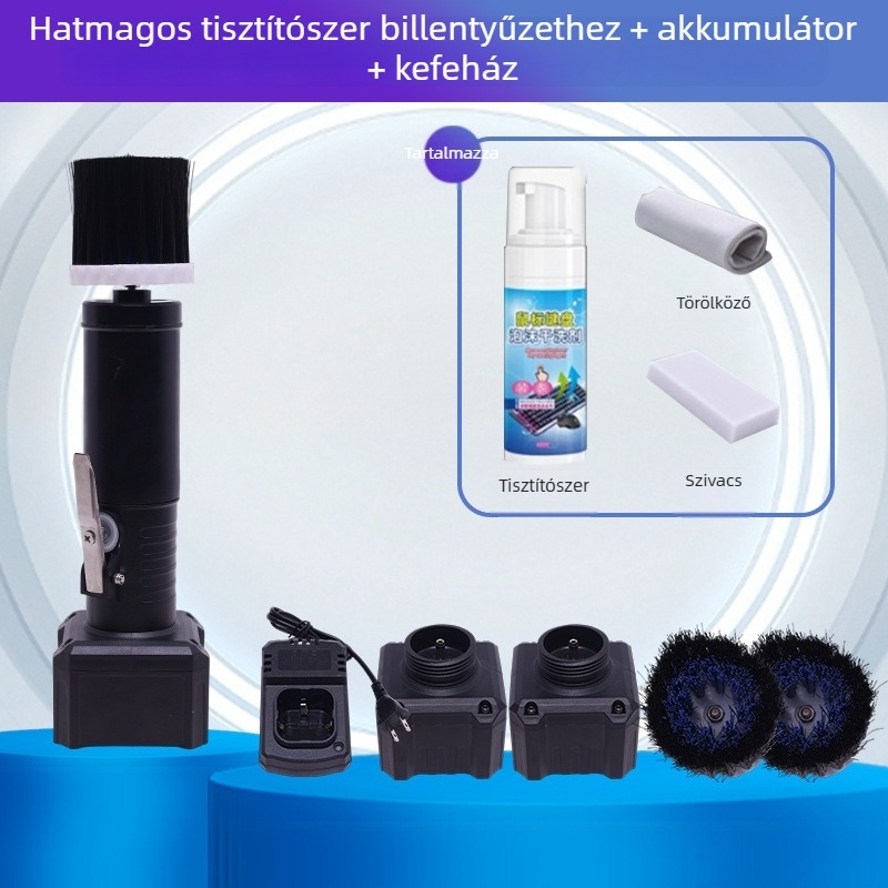 Elektromos billentyűzet-kefe a billentyűzet közötti rések alapos tisztítására, YM003 modell, Yuming Electric márka; kompatibil notebookokkal és számítógépekkel; logónyomtatás elérhető.