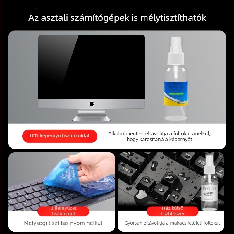 Kilenc darabos számítógép-tisztító készlet: képernyőtisztító, notebook burkolat tisztító, billentyűzet tisztító eszközök – Modell: Qjj-003; Márka: Tide competition; Kompatibilis a 21789048979