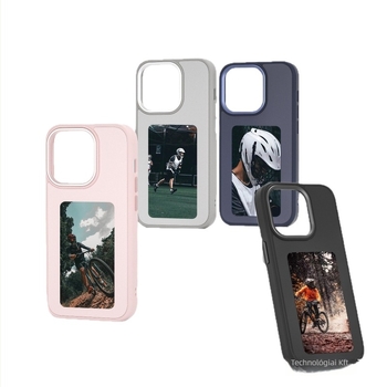 DIY négy színű tintás kijelzővel és AI vetítéssel rendelkező telefon tok, TPU, testreszabható, ütésálló, ujjlenyomat-mentes (iPhone 12–14 Pro/Max)